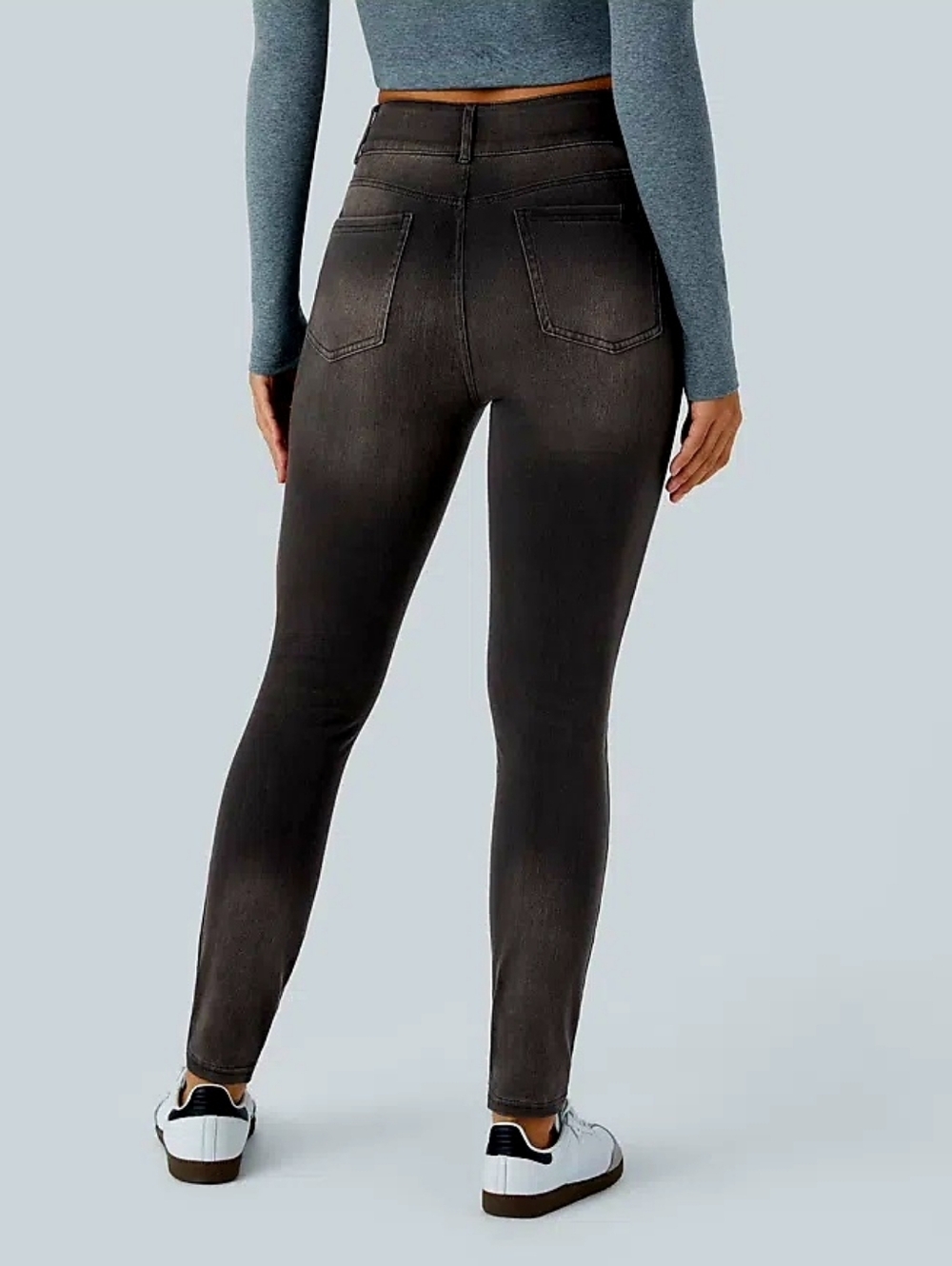 Halara Flex High Waisted Black Triple Button Stretch Jean/Jeggings XS - Picture 4 of 7
